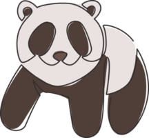 un disegno a tratteggio di un simpatico panda per l'identità del logo aziendale. concetto di icona di società di affari dalla forma animale dell'orso della Cina. illustrazione di disegno di disegno di vettore grafico di linea continua moderna png