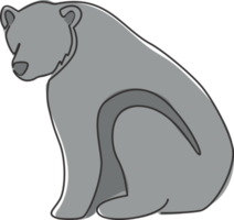 un dibujo de una sola línea de lindo oso grizzly para la identidad del logotipo de la empresa. Concepto de icono de corporación empresarial de forma de animal mamífero salvaje. Ilustración gráfica de diseño de dibujo vectorial de línea continua moderna png