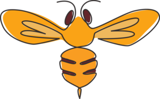 un dessin au trait continu d'une abeille élégante pour l'identité du logo de l'entreprise. concept d'icône de ferme de miel biologique de forme animale d'insecte de guêpe. Dessiner une seule ligne illustration vectorielle de conception graphique png