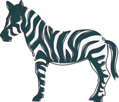 um desenho de linha única da zebra para a identidade do logotipo do National Park Zoo Safari. cavalo típico da áfrica com conceito de listras para mascote do parque infantil. ilustração de desenho vetorial de desenho de linha contínua png