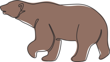 één enkele lijntekening van schattige grizzlybeer voor de identiteit van het bedrijfslogo. zakelijke corporatie pictogram concept van wilde zoogdieren dierlijke vorm. moderne ononderbroken lijn vector tekenen ontwerp grafische afbeelding png