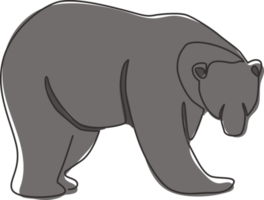 un dessin au trait continu d'un ours élégant pour l'identité du logo de l'entreprise. concept d'icône d'entreprise de forme animale de mammifère sauvage. Illustration vectorielle de conception graphique à la mode pour dessiner une seule ligne png