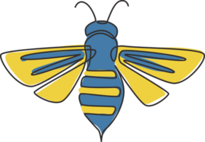 un dibujo de línea continua de abeja elegante para la identidad del logotipo de la empresa. Concepto de icono de granja de miel orgánica de forma animal insecto avispa. Ilustración gráfica de diseño de dibujo vectorial de una sola línea de moda png