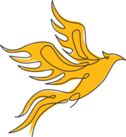 Eine einzige Strichzeichnung eines Luxus-Phoenix-Vogels für die Identität des Firmenlogos. Business Corporation Symbol Konzept aus Tierform. trendige durchgehende Linie Vektor zeichnen Grafikdesign Illustration png