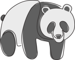 One continuous line drawing of adorable panda for company logo identity. Business icon concept from cute mammal animal shape. Trendy single line draw vector graphic design illustration png