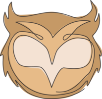 Single continuous line drawing of luxury owl bird head for corporate logo identity. Company icon concept from animal shape. Trendy one line vector draw design graphic illustration png