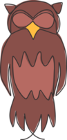 un dibujo de línea continua de un lindo pájaro búho para la identidad del logotipo de la empresa. símbolo de educación, sabiduría, escuela, inteligente, conocimiento, concepto de icono inteligente. ilustración de diseño de dibujo vectorial de una sola línea png