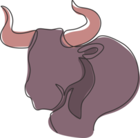 en enda linjeteckning av elegansbuffel för bevarande nationalparks logotyp. stor stark tjur maskot koncept för rodeo show. dynamisk kontinuerlig linje rita design vektorgrafisk illustration png
