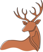 Single continuous line drawing of elegance cute deer for national zoo logo identity. Luxury buck mascot concept for animal hunting club. Modern one line graphic vector draw design illustration png