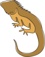 un seul dessin d'iguane exotique pour l'identité du logo de l'entreprise. concept de mascotte animale reptilienne mignon pour la société des amoureux des animaux de compagnie. illustration graphique de vecteur de dessin de ligne continue à la mode png