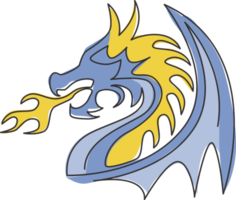 dessin au trait continu unique du dragon de monstres fictifs pour l'identité du logo traditionnel chinois. concept de mascotte de créature de légende magique pour l'association d'arts martiaux. illustration de conception de dessin d'une ligne png