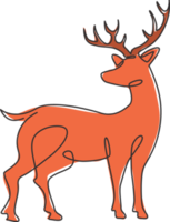 dibujo de línea continua única de elegante ciervo lindo para la identidad del logotipo del zoológico nacional. concepto de mascota de lujo buck para club de caza de animales. Ilustración de diseño de vector gráfico de dibujo de una línea moderna png