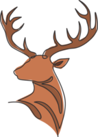 dibujo de línea continua única de ciervo elegante para la identidad del logotipo del zoológico nacional. concepto de mascota de lujo buck para club de caza de animales. Ilustración de diseño de vector gráfico de dibujo de una línea dinámica png