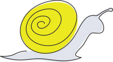 um desenho de linha contínua de caracol exótico com conceito de mascote de concha em espiral para identidade de logotipo de alimentos orgânicos. alimento saudável escargot altamente nutritivo. ilustração em vetor desenho desenho em linha contínua png