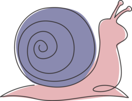 um único desenho de linha do conceito de mascote de caracol exótico para identidade de logotipo de comida saudável. alimento saudável escargot altamente nutritivo. ilustração de design gráfico vetorial moderno linha contínua png