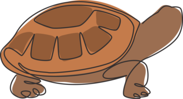 un dibujo de línea continua de una tortuga salvaje del desierto para la identidad del logotipo de la reserva de vida silvestre. antiguo concepto de mascota animal reptil terrestre para la organización del medio ambiente. ilustración de diseño de dibujo de una sola línea png