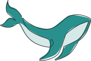 um desenho de linha contínua da identidade do logotipo da baleia gigante para o parque aquático aquático. conceito da mascote animal do grande oceano mamífero para a organização do ambiente. ilustração gráfica de desenho de desenho de linha única png