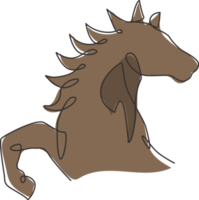 un dessin au trait continu d'une tête de cheval de luxe pour l'identité du logo de la société. concept de symbole animal mammifère sauvage équin. Illustration vectorielle de conception graphique moderne à une seule ligne png