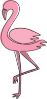 en kontinuerlig linjeteckning av skönhetsflamingo för stadens djurzoo. flamingo maskot koncept för fågelvårdspark. moderna en rad vektor rita design grafisk illustration png