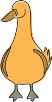 un seul dessin au trait de canard blanc drôle mignon pour l'identité du logo de l'entreprise. concept de mascotte de petit cygne de beauté pour parc public. ligne continue moderne dessiner illustration de conception de vecteur graphique png