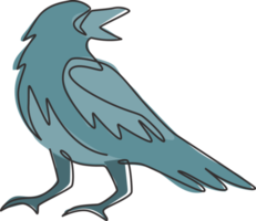 un seul dessin de corbeau mystérieux pour l'identité du logo de l'entreprise. concept de mascotte d'oiseau corbeau pour l'icône du cimetière. illustration graphique de vecteur de dessin de ligne continue à la mode png