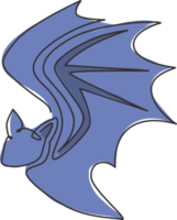 um único desenho de linha de morcego selvagem para a identidade do logotipo de negócios da empresa. conceito de mascote animal bonito mamífero para o símbolo do herói em quadrinhos. linha contínua moderna desenhar ilustração gráfica de design vetorial png