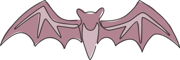 un seul dessin de chauve-souris sauvage pour l'identité du logo de l'entreprise. concept de mascotte animal mammifère mignon pour symbole de héros comique. ligne continue moderne dessiner illustration de conception de vecteur graphique png