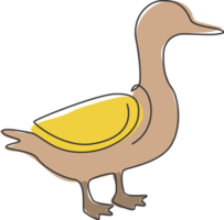 um desenho de linha contínua de pato branco engraçado para identidade de logotipo de negócios de empresa de negócios. pouco conceito de mascote de cisne de beleza para parque público. ilustração de desenho vetorial de desenho gráfico de linha única png