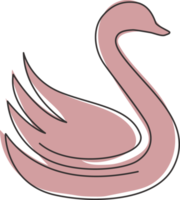 un disegno a linea continua di un bellissimo cigno per l'identità del logo dell'organizzatore di matrimoni. adorabile oca animale mascotte concetto per elegante biglietto d'invito matrimonio. illustrazione di disegno a linea singola png