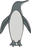 disegno a linea continua di adorabili pinguini per l'identità del logo aziendale. concetto di mascotte uccello animale artico per prodotto fisso per bambini. illustrazione grafica vettoriale di disegno di una linea disegnare png