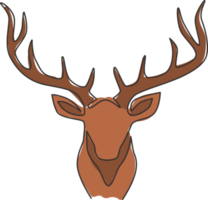un disegno a tratteggio di adorabile testa di cervo per l'identità del logo aziendale. carino renna mammifero animale mascotte concetto per zoo pubblico. illustrazione di progettazione grafica vettoriale di disegno di linea continua alla moda png