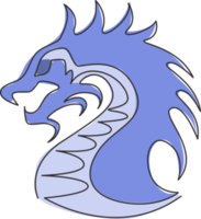 un dessin au trait continu d'un dragon de créature mythologique pour l'identité du logo de l'entreprise. concept de mascotte animale de dinosaures volants fantastiques pour tribal décoratif. illustration vectorielle de dessin à une seule ligne png