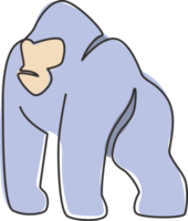 een doorlopende lijntekening van gorilla voor de identiteit van het nationale parklogo. aap primaat dierlijk portret mascotte concept voor instandhouding bos icoon. enkele lijn tekenen ontwerp grafische vectorillustratie png