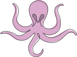 enkele doorlopende lijntekening van gigantische octopus voor de identiteit van het logo van de aquariumwereld. legendarisch kraken dier mascotte concept voor aquatische show icoon. trendy één lijn tekenen ontwerp vector grafische afbeelding png