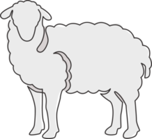 un dessin au trait continu de moutons mignons et drôles pour l'identité du logo du bétail. concept de mascotte d'emblème d'agneau pour l'icône de bétail. illustration graphique de vecteur de conception de dessin de ligne unique à la mode png