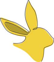 un seul dessin de tête de lapin mignon pour l'identité du logo d'entreprise de la marque. concept de mascotte animale adorable lapin pour l'icône de la ferme d'élevage. ligne continue dessiner illustration vectorielle de conception graphique png