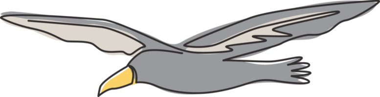 eine durchgehende Strichzeichnung eines süßen Albatross für die Identität des Vogelschutzlogos. Entzückendes Seevogel-Maskottchen-Konzept für das nationale Zoo-Symbol. trendige Single-Line-Draw-Grafik-Design-Vektor-Illustration png