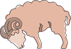 un dibujo de línea continua de ovejas lindas para la identidad del logotipo del ganado. concepto divertido del emblema de la mascota del cordero para el icono del ganado. Ilustración de vector de diseño gráfico de dibujo de línea única dinámica png