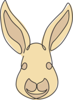 een doorlopende lijntekening van een schattig konijnenhoofd voor de identiteit van het logo van de dierenliefhebberclub. schattig konijntje dier mascotte concept voor kinderen poppenwinkel icoon. enkele lijn grafisch tekenen ontwerp vectorillustratie png