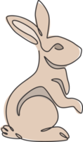 un dibujo de línea continua de un adorable conejo de pie para la identidad del logotipo del club de amantes de los animales. concepto lindo de la mascota animal del conejito para el icono de la tienda de muñecas de los niños. Ilustración de vector de diseño de dibujo de una sola línea png