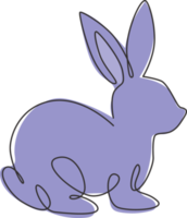 dessin au trait continu unique de lapin drôle pour l'identité du logo de l'animalerie. concept de mascotte animale lapin mignon pour l'icône de magasin de jouets pour enfants. Une ligne moderne dessiner illustration graphique vectorielle de conception png
