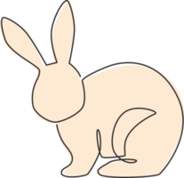 un dibujo de una sola línea de lindo conejo de pie para la identidad del logotipo de la empresa de marca. Adorable concepto de mascota animal conejito para icono de granja de cría. Ilustración de vector gráfico de diseño de dibujo de línea continua png