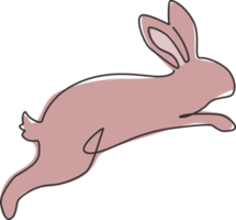 un seul dessin de lapin sauteur mignon pour l'identité du logo d'entreprise de la marque. concept de mascotte animale adorable lapin pour l'icône de la ferme d'élevage. illustration vectorielle de dessin graphique en ligne continue png