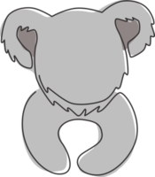 dessin au trait continu unique de la tête de koala drôle pour l'identité du logo du magasin de jouets pour enfants. petit ours du concept de mascotte d'australie pour l'icône du parc national. Une ligne dessiner illustration graphique vectorielle de conception png