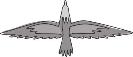 un dibujo de una sola línea de un lindo albatros para el logotipo de la campaña de limpieza del océano. adorable concepto de mascota de ave marina para guardar el icono de movimiento ambiental. Ilustración de vector de diseño de dibujo de línea continua png