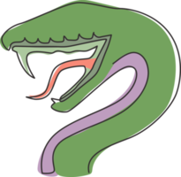 un seul dessin de serpent venimeux pour le logo de concoction de médecine. concept de mascotte de cobra mortel pour l'icône de potion mortelle dangereuse. illustration graphique de vecteur de dessin de ligne continue à la mode png