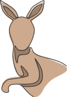 um desenho de linha contínua de cabeça de canguru engraçada para a identidade do logotipo do zoológico nacional. animal wallaby do conceito de mascote da Austrália para o ícone do parque de conservação. ilustração em vetor desenho desenho de linha única png