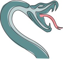 un dessin au trait continu de serpent venimeux pour le logo du club des amoureux des animaux reptiles. concept mortel de mascotte de cobra royal pour l'icône de groupe d'amants de serpents dangereux. illustration vectorielle de dessin à une seule ligne png