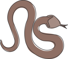 een doorlopende lijntekening van giftige slang voor het logo van de reptieldierenliefhebberclub. dodelijk zwart mamba-mascotteconcept voor het groepspictogram van de gevaarlijke slangenliefhebber. enkele lijn tekenen ontwerp vectorillustratie png