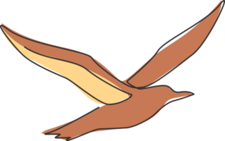 eine durchgehende Strichzeichnung eines süßen Albatross für die Identität des Vogelschutzlogos. Entzückendes Seevogel-Maskottchen-Konzept für das nationale Zoo-Symbol. dynamische einzeilige Grafik-Draw-Design-Vektor-Illustration png